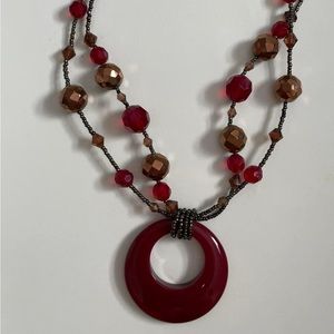 6/$20 Vintage Lia Sophia Necklace, Double Strand, Pendant, EUC